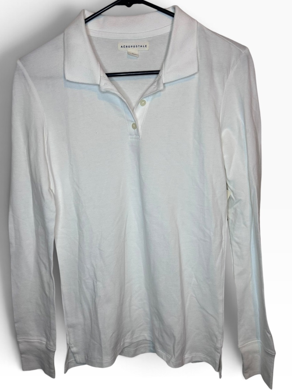 Women’s Long-Sleeve White Polo Shirt by Abercrombie & Fitch